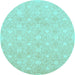 Round Oriental Light Blue Traditional Rug, abs2681lblu