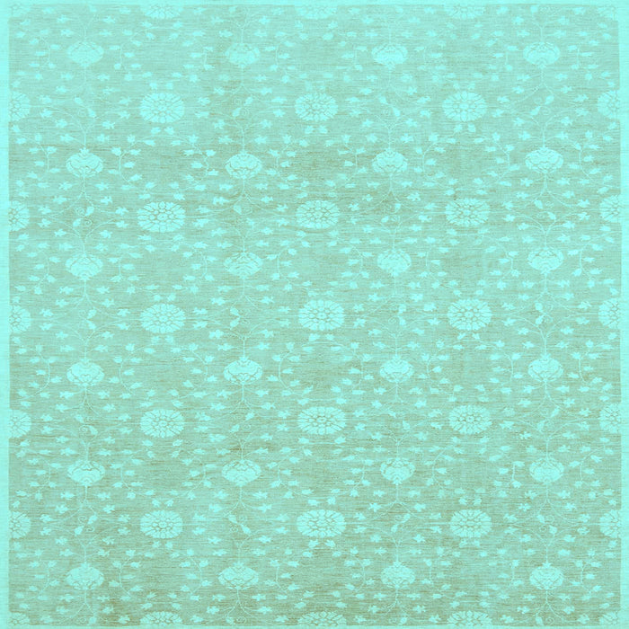 Square Machine Washable Oriental Light Blue Traditional Rug, wshabs2681lblu