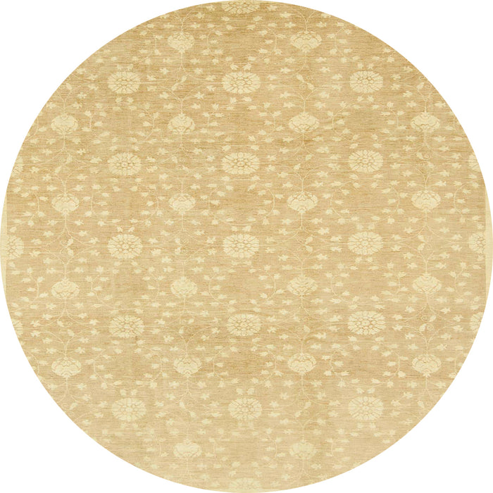 Round Machine Washable Abstract Mustard Yellow Rug, wshabs2681
