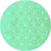 Round Oriental Turquoise Traditional Rug, abs2681turq