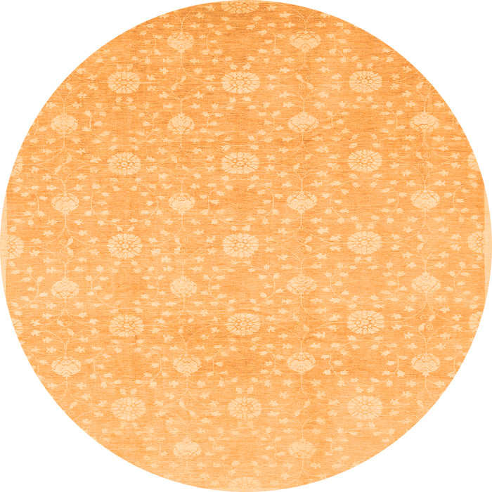 Round Oriental Orange Traditional Rug, abs2681org
