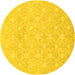 Round Machine Washable Oriental Yellow Traditional Rug, wshabs2681yw