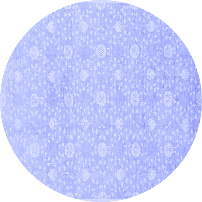 Round Machine Washable Oriental Blue Traditional Rug, wshabs2681blu