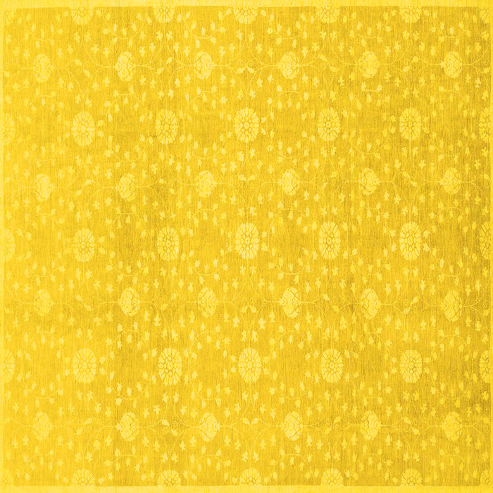 Square Oriental Yellow Traditional Rug, abs2681yw