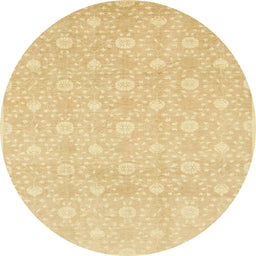 Round Abstract Mustard Yellow Oriental Rug, abs2681