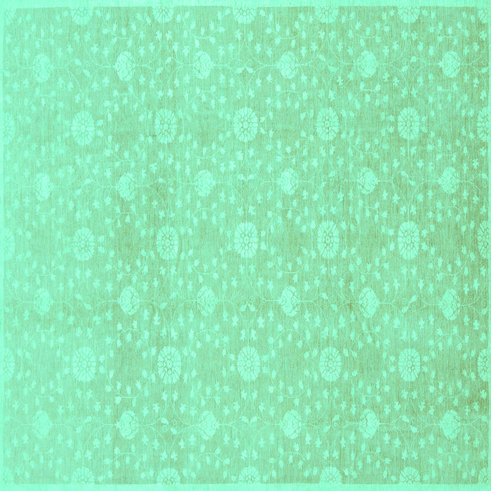 Square Machine Washable Oriental Turquoise Traditional Area Rugs, wshabs2681turq