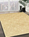 Machine Washable Abstract Mustard Yellow Rug in a Family Room, wshabs2681