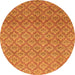 Round Machine Washable Abstract Orange Modern Area Rugs, wshabs2682org