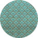 Round Abstract Light Blue Modern Rug, abs2682lblu