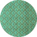 Round Abstract Turquoise Modern Rug, abs2682turq