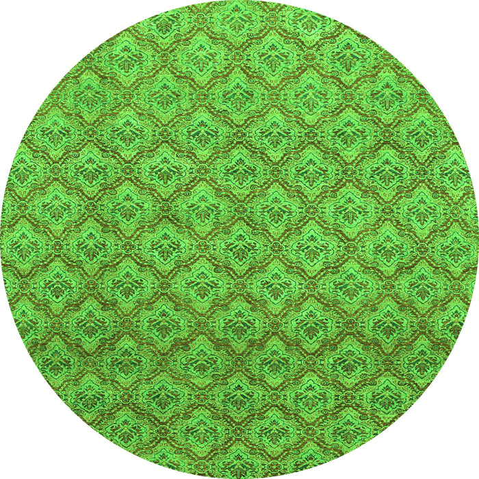 Round Machine Washable Abstract Green Modern Area Rugs, wshabs2682grn