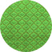 Round Machine Washable Abstract Green Modern Area Rugs, wshabs2682grn