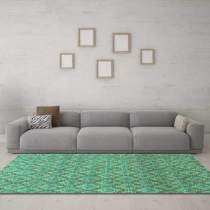 Machine Washable Abstract Turquoise Modern Area Rugs in a Living Room,, wshabs2682turq
