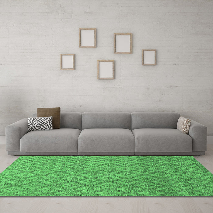 Machine Washable Abstract Emerald Green Modern Area Rugs in a Living Room,, wshabs2682emgrn