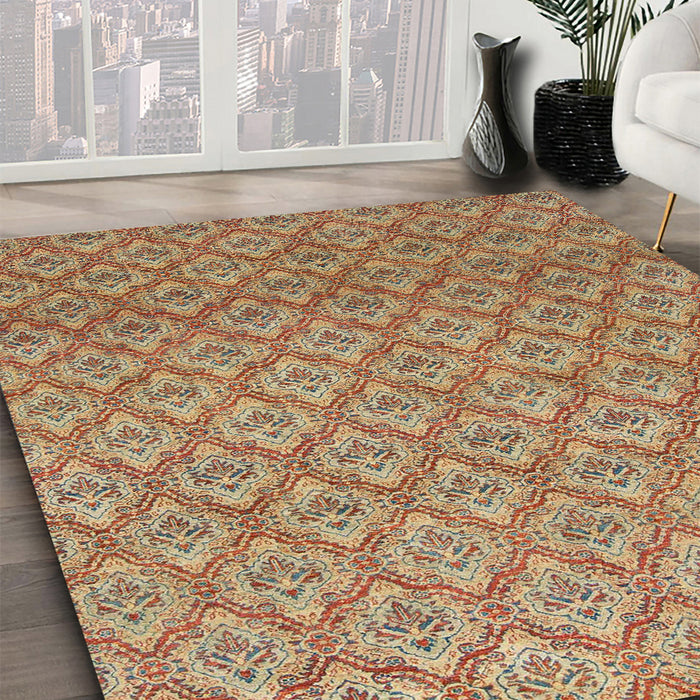 Machine Washable Abstract Red Rug in a Family Room, wshabs2682