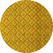 Round Abstract Yellow Modern Rug, abs2682yw