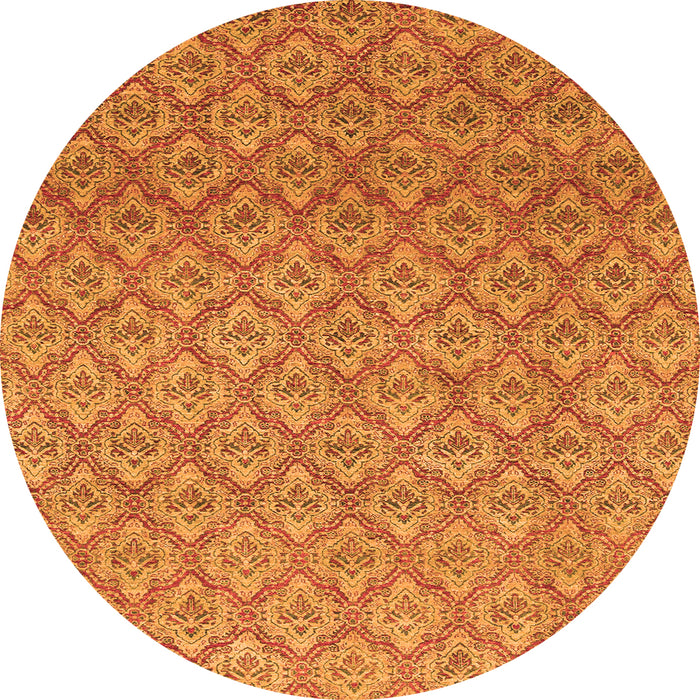 Round Abstract Orange Modern Rug, abs2682org