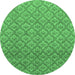 Round Abstract Emerald Green Modern Rug, abs2682emgrn