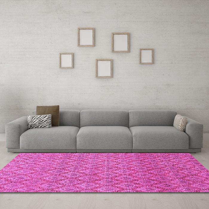 Machine Washable Abstract Pink Modern Rug in a Living Room, wshabs2682pnk
