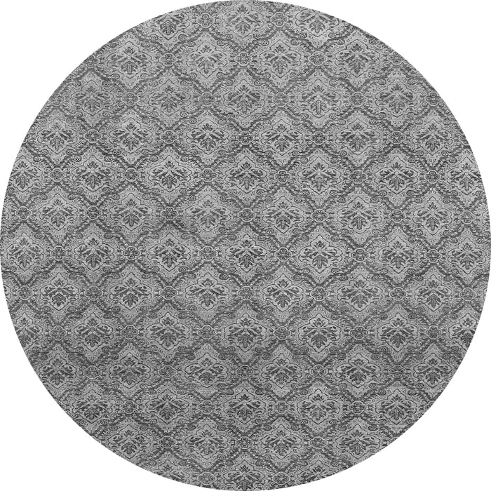 Round Machine Washable Abstract Gray Modern Rug, wshabs2682gry