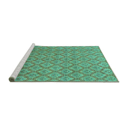 Sideview of Machine Washable Abstract Turquoise Modern Area Rugs, wshabs2682turq