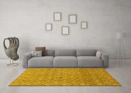 Machine Washable Abstract Yellow Modern Rug in a Living Room, wshabs2682yw
