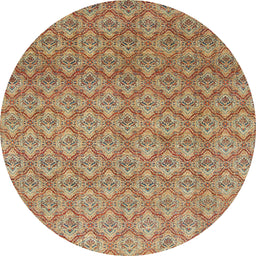 Round Machine Washable Abstract Red Rug, wshabs2682