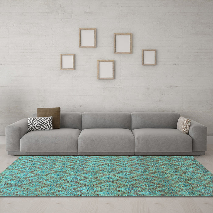 Machine Washable Abstract Light Blue Modern Rug in a Living Room, wshabs2682lblu