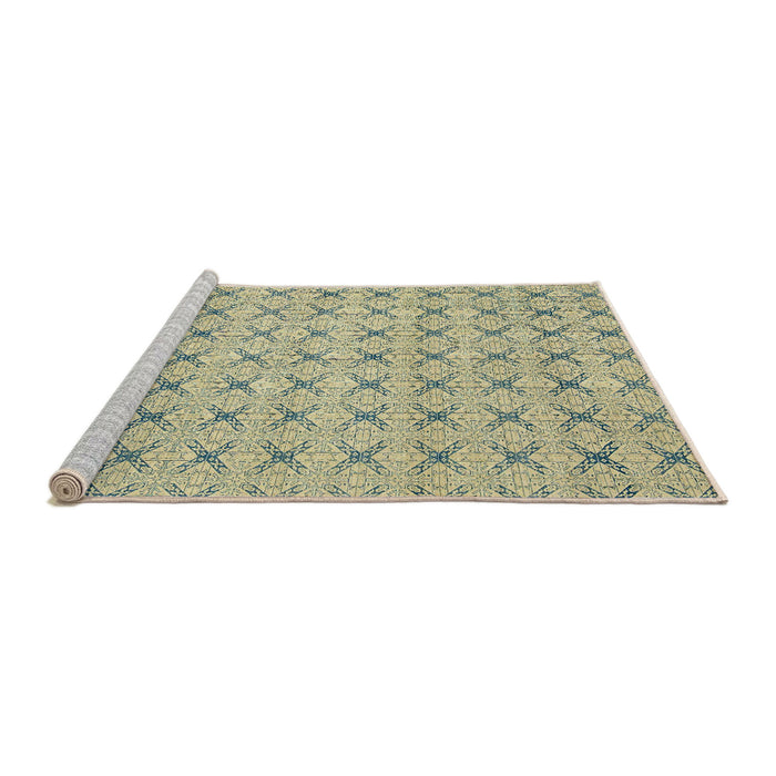 Sideview of Machine Washable Abstract Brown Gold Rug, wshabs2683