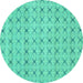 Round Abstract Turquoise Modern Rug, abs2683turq