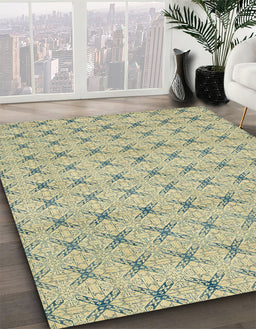 Abstract Brown Gold Modern Rug in Family Room, abs2683