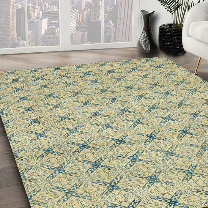Machine Washable Abstract Brown Gold Rug in a Family Room, wshabs2683
