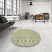 Round Machine Washable Abstract Brown Gold Rug in a Office, wshabs2683