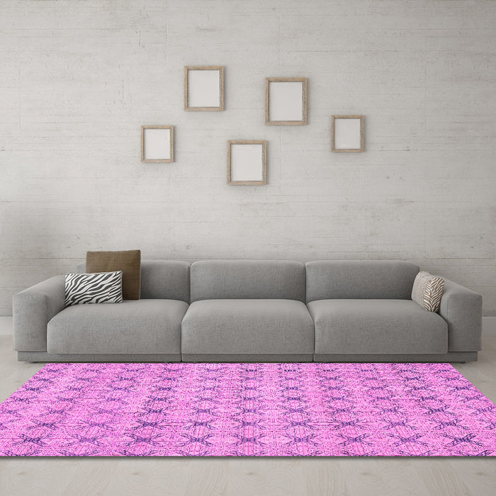 Machine Washable Abstract Pink Modern Rug in a Living Room, wshabs2683pnk