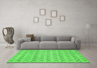 Machine Washable Abstract Green Modern Rug, wshabs2683grn