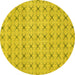 Round Abstract Yellow Modern Rug, abs2683yw