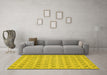 Machine Washable Abstract Yellow Modern Rug in a Living Room, wshabs2683yw