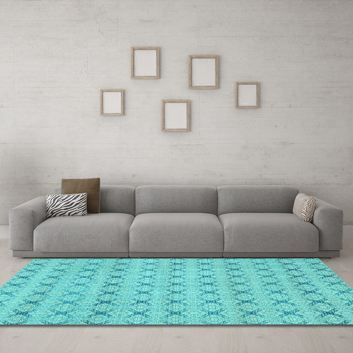 Machine Washable Abstract Light Blue Modern Rug in a Living Room, wshabs2683lblu
