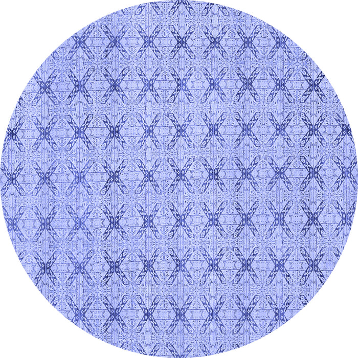Round Abstract Blue Modern Rug, abs2683blu