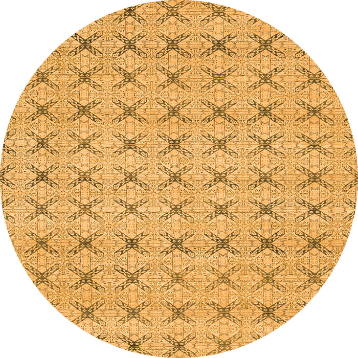 Round Machine Washable Abstract Orange Modern Area Rugs, wshabs2683org