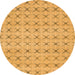 Round Machine Washable Abstract Orange Modern Area Rugs, wshabs2683org