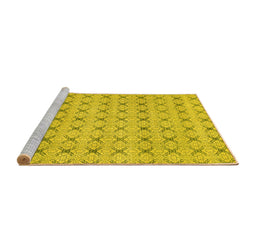 Sideview of Machine Washable Abstract Yellow Modern Rug, wshabs2683yw