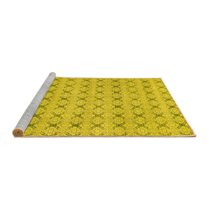 Sideview of Machine Washable Abstract Yellow Modern Rug, wshabs2683yw