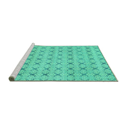 Sideview of Machine Washable Abstract Turquoise Modern Area Rugs, wshabs2683turq