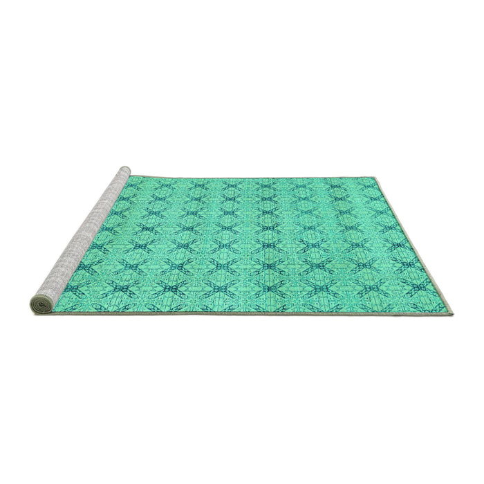 Sideview of Machine Washable Abstract Turquoise Modern Area Rugs, wshabs2683turq