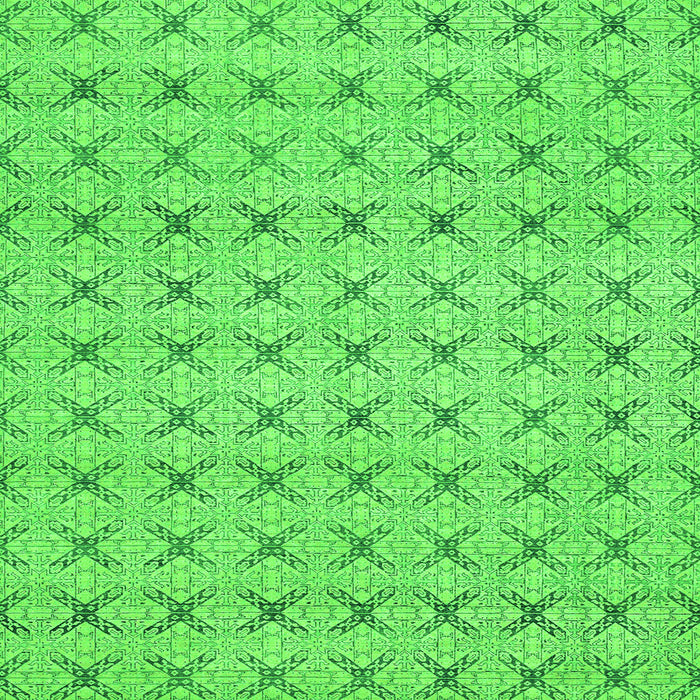 Square Machine Washable Abstract Green Modern Area Rugs, wshabs2683grn
