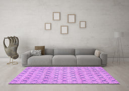 Machine Washable Abstract Purple Modern Area Rugs in a Living Room, wshabs2683pur