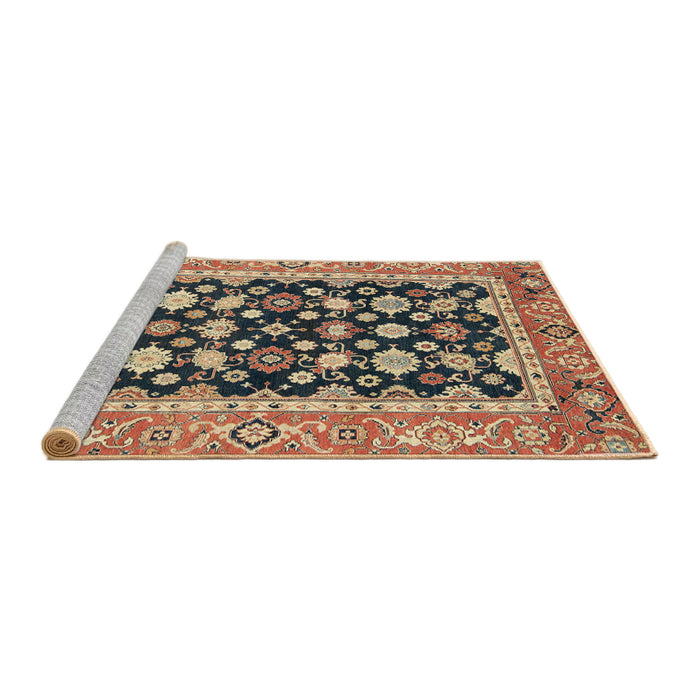 Sideview of Machine Washable Abstract Red Brown Rug, wshabs2684