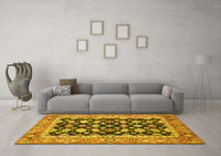 Machine Washable Abstract Yellow Modern Rug, wshabs2684yw