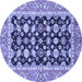 Round Abstract Blue Modern Rug, abs2684blu